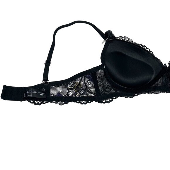 NWOT René Rofé Extreme Push Up Bra Black Lace Convertible Strap 34A - Picture 11 of 12